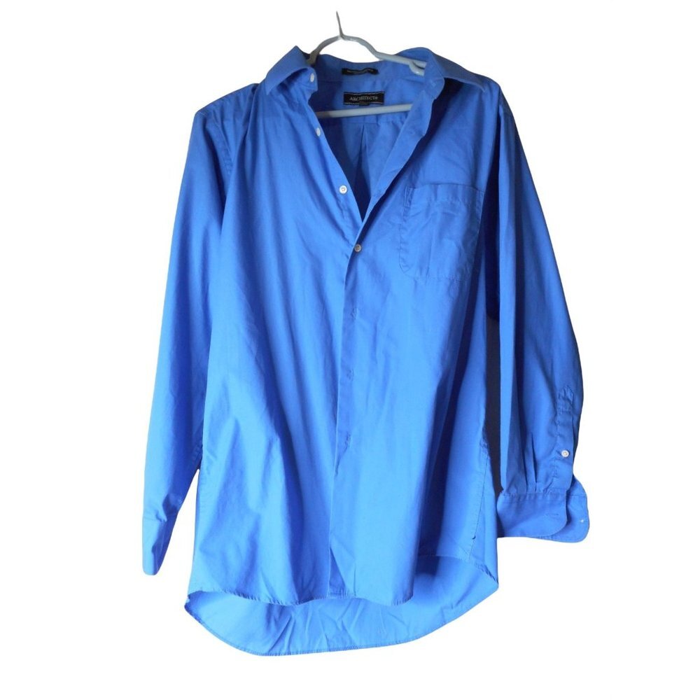Men's Blue Dress shirt Cotton blend Sz M 15 - 15 1/2 32 / 33 long sleeve